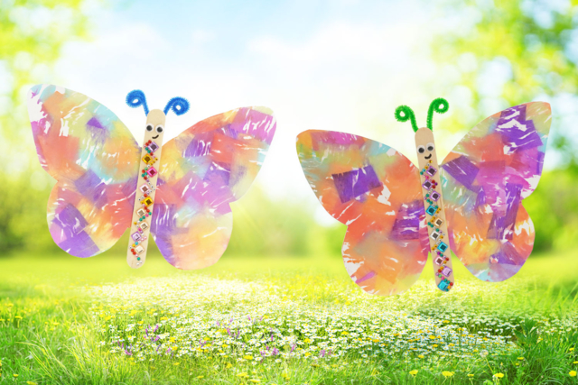 Crepe Paper Painting - Butterfly - Papier crépon - 10doigts.fr