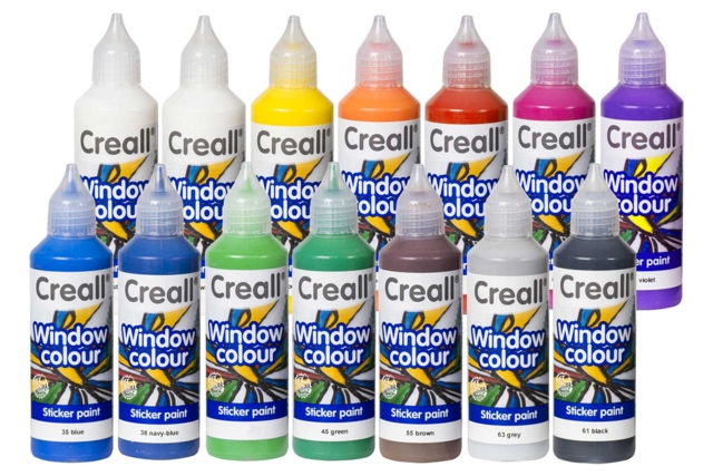 Window Color Paint Set - 14 Colors - 1 - Window Color Paint for Windows - 10doigts.com - Peinture Window Color : décorez vos fenêtres avec des motifs repositionnables et réutilisables - 10doigts.fr