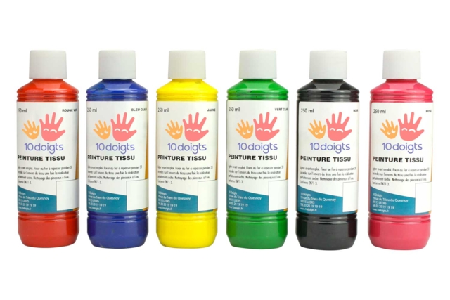 Opaque Textile Paint 250 ml - 6 Colors - 1 - Fabric Paint - 10doigts.com - Peinture textile : tout le matériel pour personnaliser tissu et vêtements - 10doigts.fr