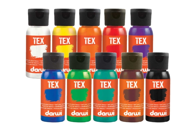 DARWI Fabric Paint, 50 ml - 10 Colors - 1 - Fabric Paint - 10doigts.com - Peinture textile : tout le matériel pour personnaliser tissu et vêtements - 10doigts.fr