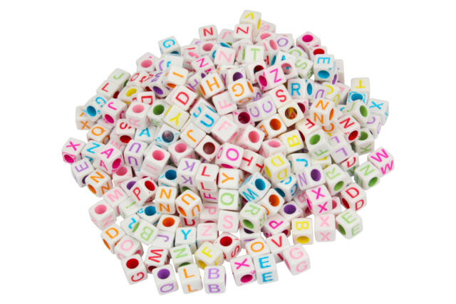 Multicolored Alphabet Cube Beads - 280 Beads - 10 - Message Jewelry - 10doigts.com - Bijoux messages - 10doigts.fr