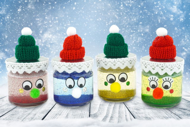 Personajes de Noël llenos de purpurina - Supports en Verre - 10doigts.fr