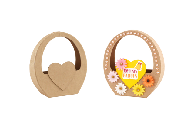 Small Brown Cardboard Heart-Shaped Basket - 1 - Cardboard Pots - 10doigts.com - Pots en carton - 10doigts.fr