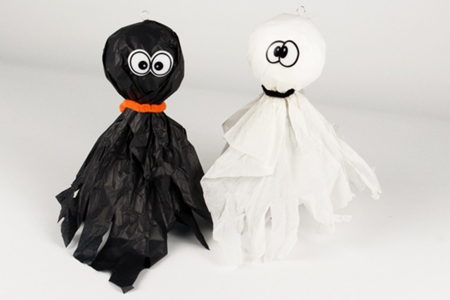 Pequeños fantasmas para colgar - Papiers de soie - 10doigts.fr