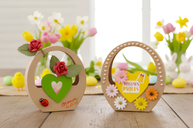 Small Brown Cardboard Heart-Shaped Basket - 2 - Cardboard Pots - 10doigts.com - Pots en carton - 10doigts.fr