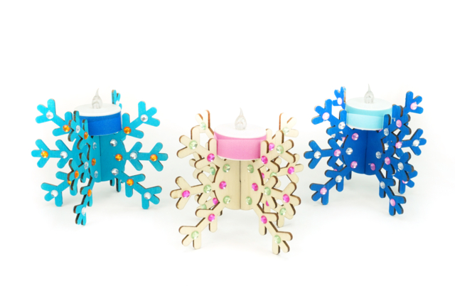 Wooden Snowflake Candle Holders - 6 Pieces - 4 - Christmas Lanterns - 10doigts.com - Photophores Noël - 10doigts.fr