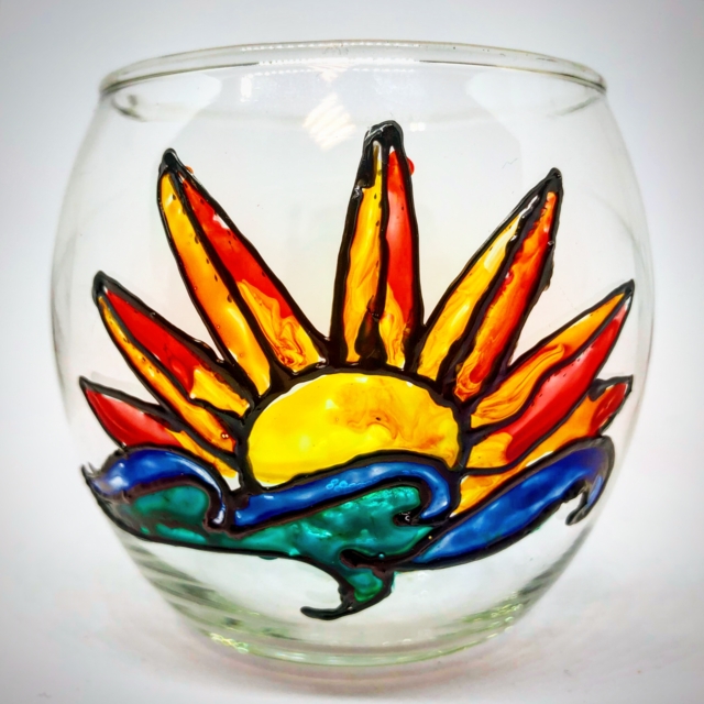 glass painting candle holder - Supports en Verre - 10doigts.fr
