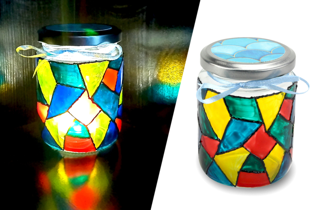 Linterna vitral - Peinture verre et faïence - 10doigts.fr