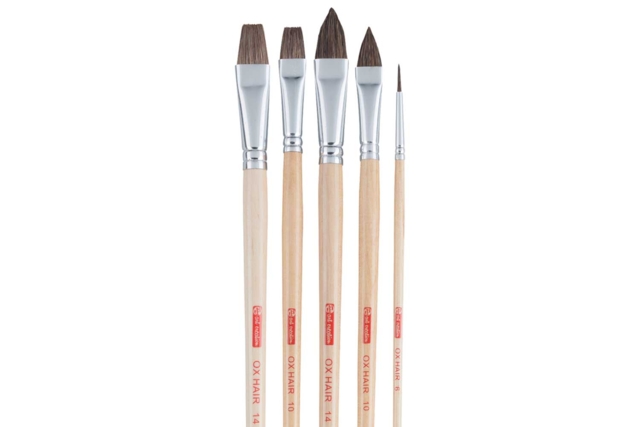 Pinceles de pelo de buey, mango largo - Pinceaux et brosses pour peinture acrylique - 10doigts.fr