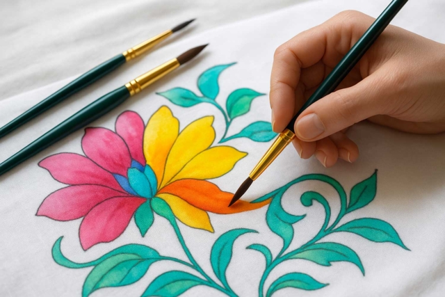 pinceles para pintura en seda - Peinture sur soie - 10doigts.fr