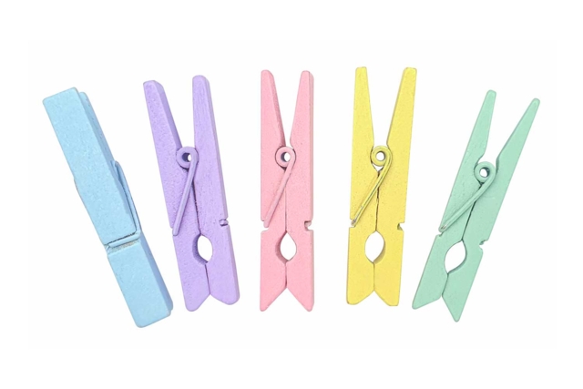 Pinzas colores pastel 4,5 cm x 50 pcs - Pinces à linge en bois - 10doigts.fr