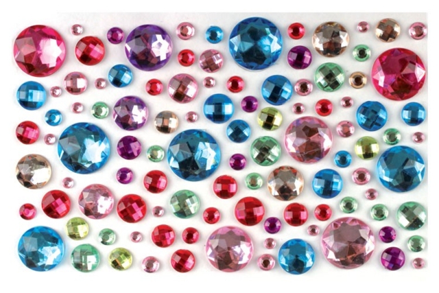 Round Sticky Rhinestones, Multicolor - 106 pcs - 1 - Rhinestones - 10doigts.com - Strass : apportez de l'éclat à toutes vos créations - 10doigts.fr