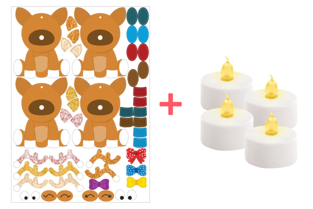 Light-Up Reindeer Decorations Kit - 4 Pieces - 4 - Christmas Creative Kits for Children - 10doigts.com - Kits créatifs de Noël pour les enfants - 10doigts.fr
