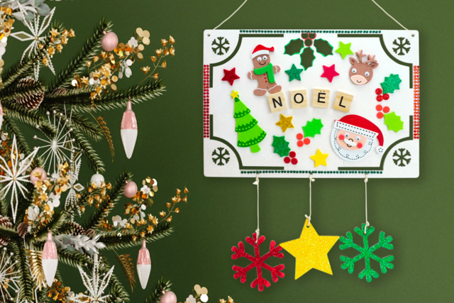 plaques de noel rectangle - Objets en bois Noël - 10doigts.fr