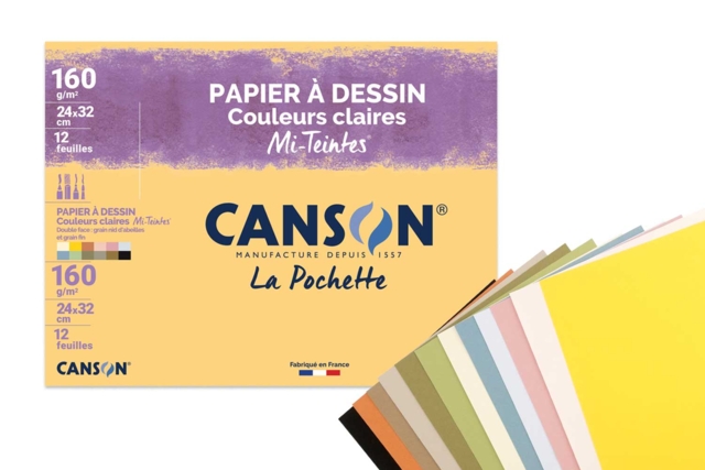 Carpeta Canson Mi-Teintes, colores claros- 12 hojas - Papiers colorés - 10doigts.fr