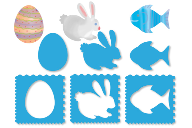 Stencils + Easter Shapes - 6 Stencils - 2 - Party Stencils - 10doigts.com - Pochoirs de fêtes : l’accessoire idéal pour célébrer chaque moment de l’année - 10doigts.fr