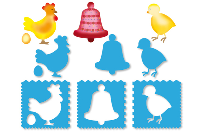 Stencils + Easter Shapes - 6 Stencils - 1 - Party Stencils - 10doigts.com - Pochoirs de fêtes : l’accessoire idéal pour célébrer chaque moment de l’année - 10doigts.fr