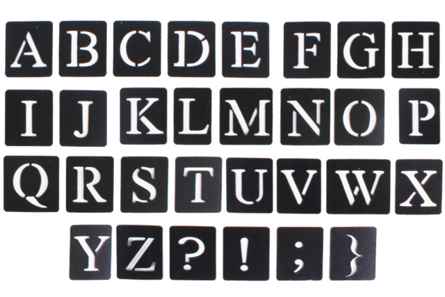 Removable Adhesive Stencils "Alphabet" - 0 - Alphabet Stencils - 10doigts.com - Pochoirs alphabets et chiffres pour personnaliser vos projets créatifs - 10doigts.fr