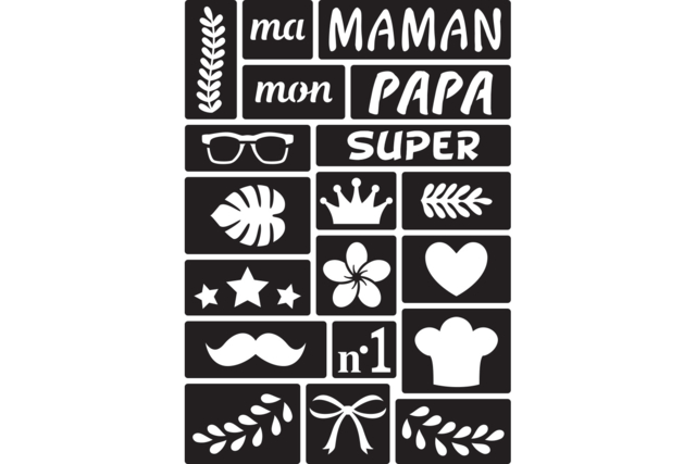 Removable Adhesive Stencils - 19 Detachable Designs - 7 - Adhesive Stencils - 10doigts.com - Pochoirs adhésifs : la solution parfaite pour des motifs nets et sans bavure - 10doigts.fr