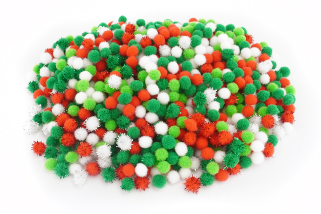 Mini Christmas Pom Poms - 1000 Pieces - 1 - Craft Pom Poms - 10doigts.com - Pompons pour bricolage créatif - 10doigts.fr