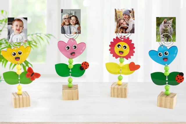 Soporte de fotos flores niño - Kits créatifs Fête des Pères : des coffrets tout-en-un pour papa - 10doigts.fr