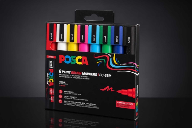 POSCA Brush – Bolsa de 8 marcadores de pincel bellas artes - Marqueurs POSCA : la référence mondiale de la peinture nomade - 10doigts.fr
