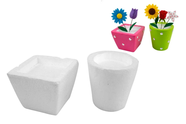 Styrofoam Flower Pots - 2 Pieces - 1 - Decorative Shapes - Styrofoam - 10doigts.com - Formes à décorer - Polystyrène - 10doigts.fr