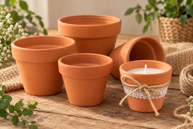 clay pot candle - Supports en céramique à décorer - 10doigts.fr
