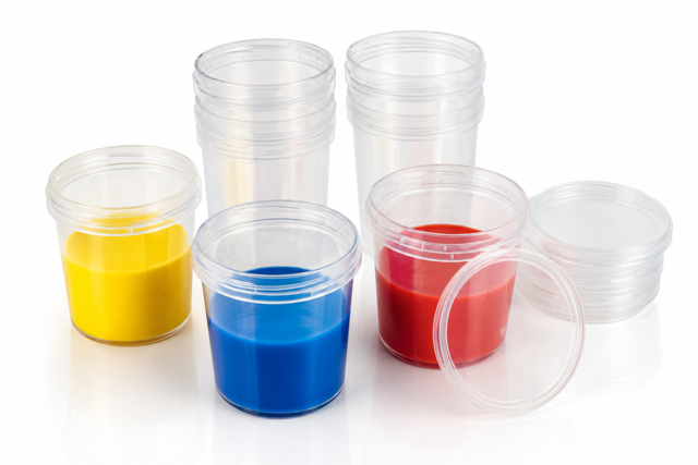 tarros herméticos de plástico transparente pintura perlas - Palettes et rangements - 10doigts.fr