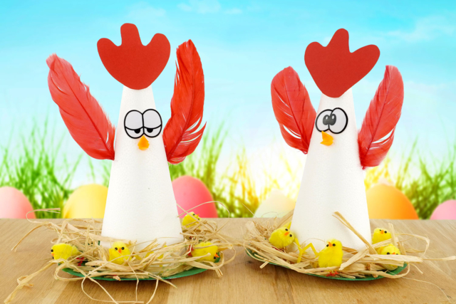 Gallina de Pascua con sus pollitos - Raphia et fibres naturelles pour vos créations - 10doigts.fr