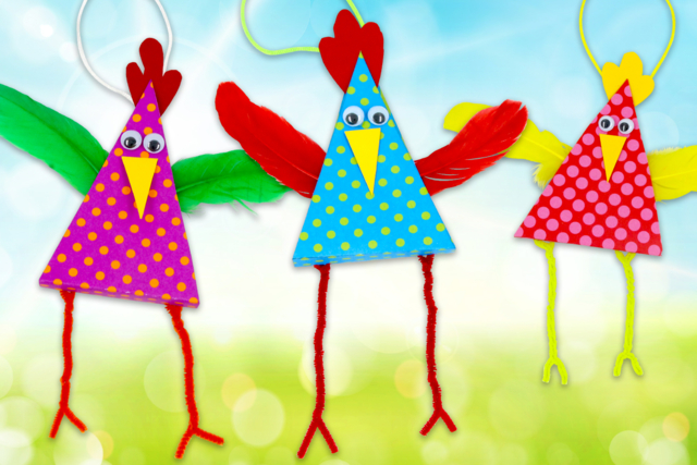 Pollos divertidos de papel - Papiers à motifs - 10doigts.fr