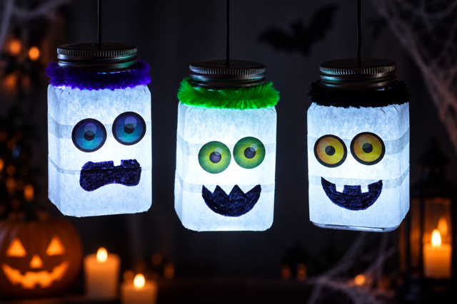 Little Halloween Monsters with Lights - Articles lumineux, guirlandes et bougies LED - 10doigts.fr