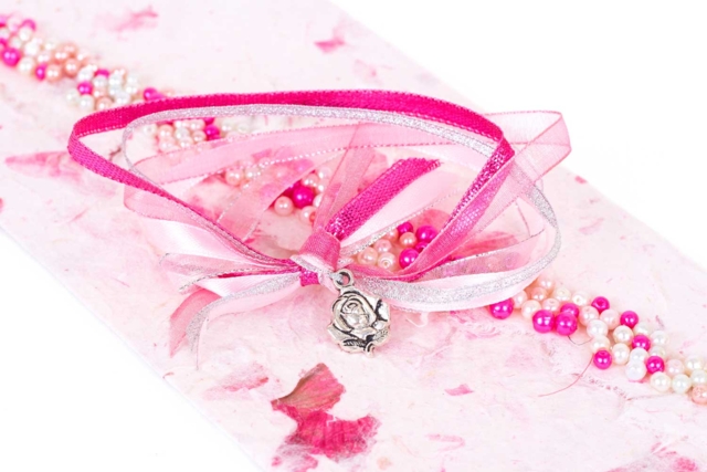 Organza Ribbon - White and Pink - 2 - Ribbons and Bias - 10doigts.com - Rubans - 10doigts.fr