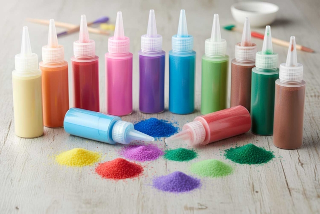 Arena de colores 100 gr - 12 colores surtidos - Sable créatif - 10doigts.fr