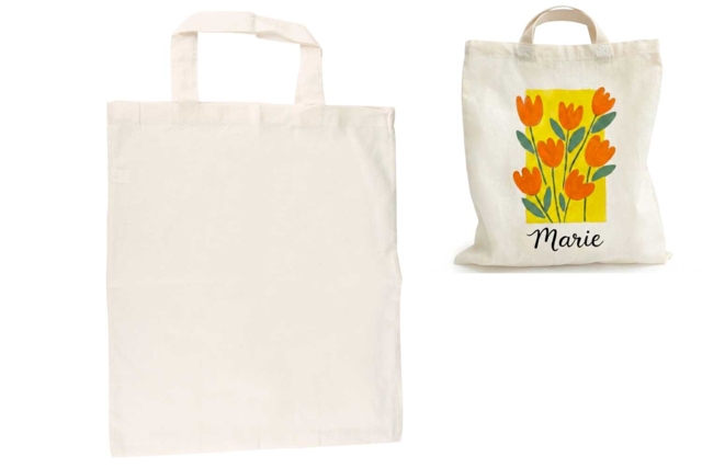 bolsa de compras con asas cortas - Coton, lin - Textiles - 10doigts.fr