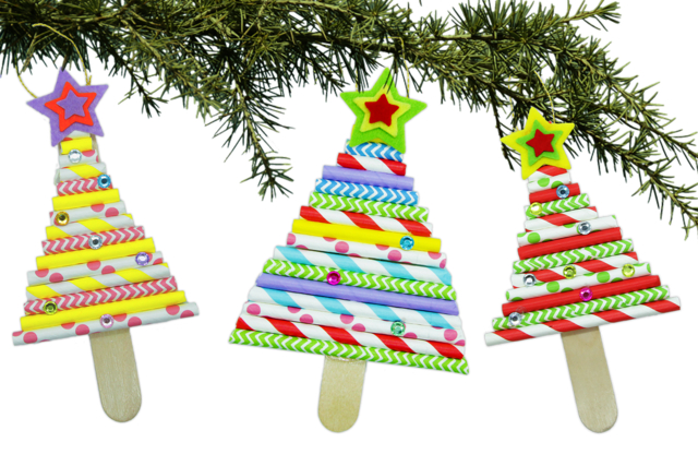 Abeto de Navidad con pajitas de cartón - Accessoires en bois - 10doigts.fr