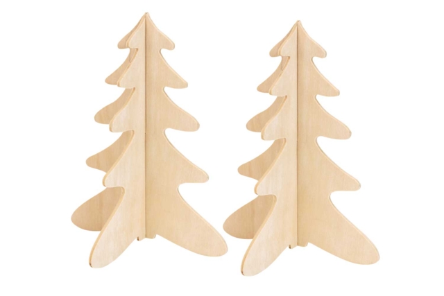 3D Wooden Christmas Trees - 2 Pieces - 3 - Christmas Wooden Objects - 10doigts.com - Objets en bois Noël - 10doigts.fr