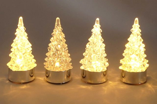 LED Crystal Effect Christmas Trees - 4 Pieces - 5 - Christmas Lanterns - 10doigts.com - Photophores Noël - 10doigts.fr