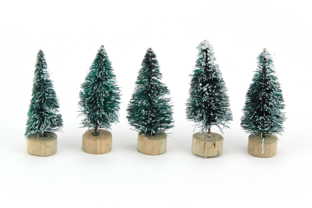 Abetos decorativos nevados - 5 unidades - Déco Noël Nature - 10doigts.fr