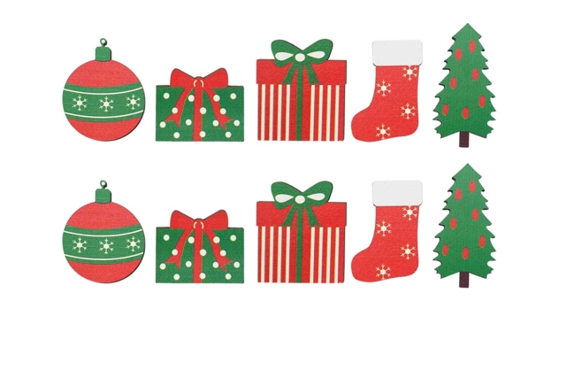 Set de 10 adornos de Navidad de madera - regalos - Petites décorations de Noël - 10doigts.fr