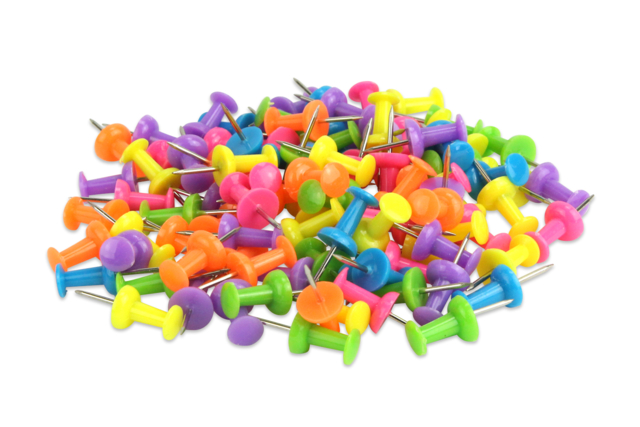 Juego de 100 chinchetas de colores surtidos - Clous et épingles - 10doigts.fr