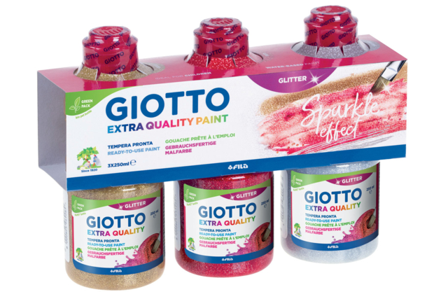 Glitter Gouache Giotto, 250 ml - 3 colors - 1 - Glitter Paints and Markers - 10doigts.com - Peinture et marqueurs à paillettes : apportez de l'éclat à vos créations - 10doigts.fr