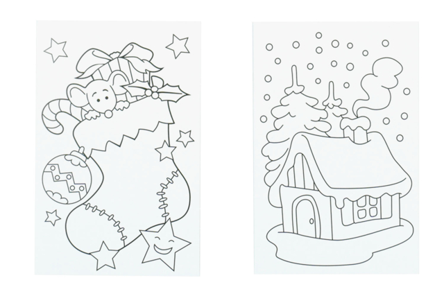 Coloring Christmas Cards + Envelopes - 4 Pieces - 3 - Greeting Cards - 10doigts.com - Cartes de voeux - 10doigts.fr