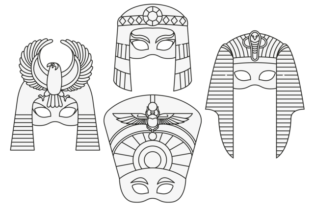 Egyptian Coloring Masks - 4 Pieces - 5 - Coloring Masks - 10doigts.com - Masques à colorier - 10doigts.fr