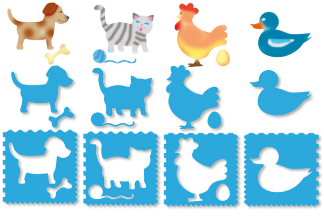 Set de 8 plantillas + 8 trazadores: ANIMALES - Pochoirs animaux : l’accessoire idéal pour créer vos univers sauvages - 10doigts.fr