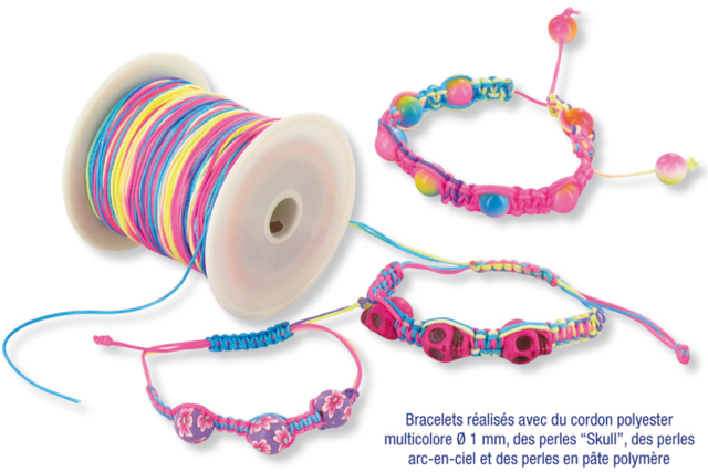 Shamballa (cordón de poliéster multicolor) - Bijoux Shamballas - 10doigts.fr