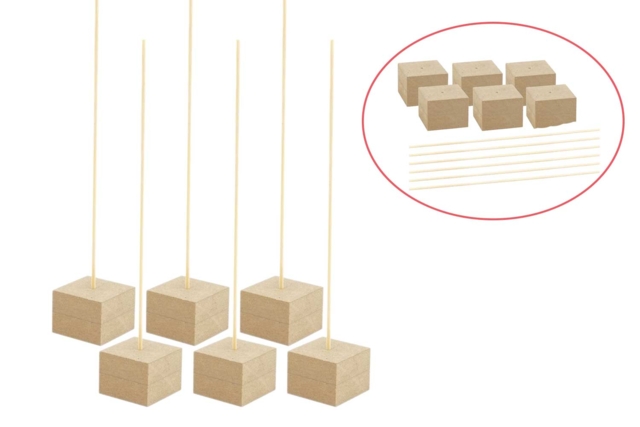 Bases + varillas de madera - 6 unidades - Socles à poser - 10doigts.fr