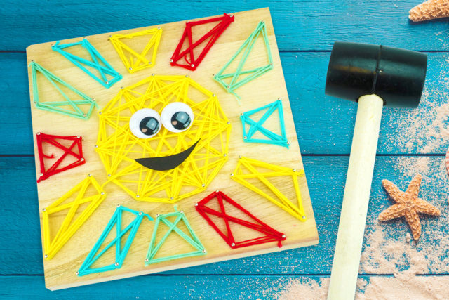 Wooden Support for String Art + Nails - 1 Piece - 7 - String Art - 10doigts.com - String Art pour enfants : l'art de créer avec des fils - 10doigts.fr