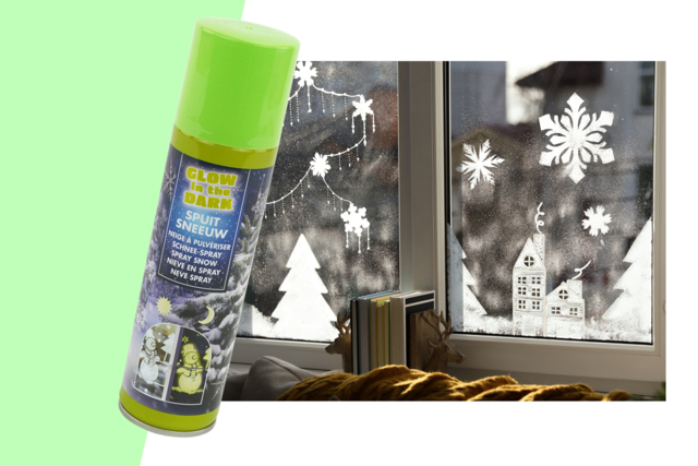 Glow-in-the-Dark Snow Spray - 150 ml - 1 - Christmas Window Decorations - 10doigts.com - Décors de fenêtres Noël - 10doigts.fr