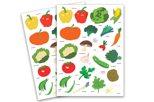 Vegetable Stickers - 42 pcs - 3 - Flower, Fruit, and Vegetable Stickers - 10doigts.com - Gommettes Fleurs, Fruits et Légumes - 10doigts.fr